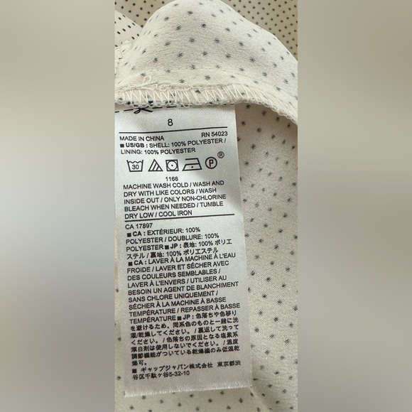 NWT Ruffle-Hem Sheath Dress Banana Republic Factory Off White Dot Size 8 - Picture 10 of 11